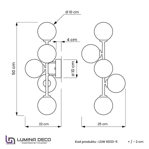 Настенный светильник Lumina Deco Marsiada LDW 6033-5 BK+F.GD Настенный светильник Lumina Deco Marsiada LDW 6033-5 BK+F.GD
