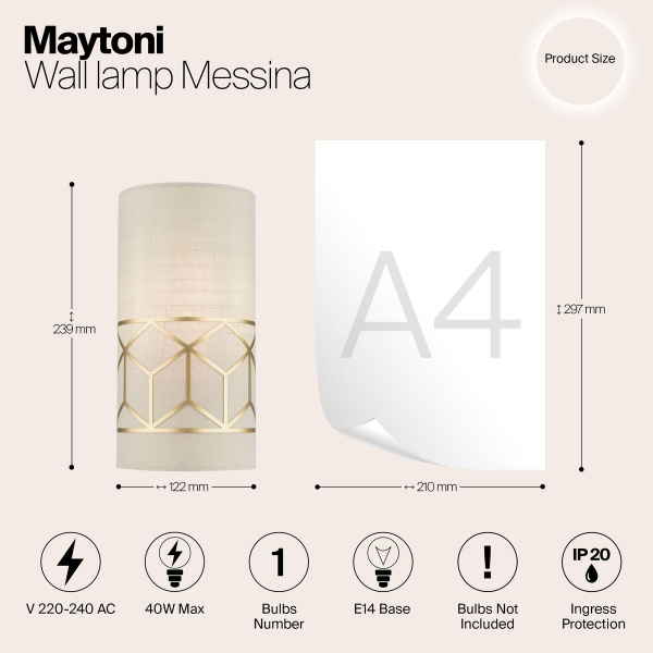 Настенный светильник Maytoni Messina H223-WL-01-G Настенный светильник Maytoni Messina H223-WL-01-G