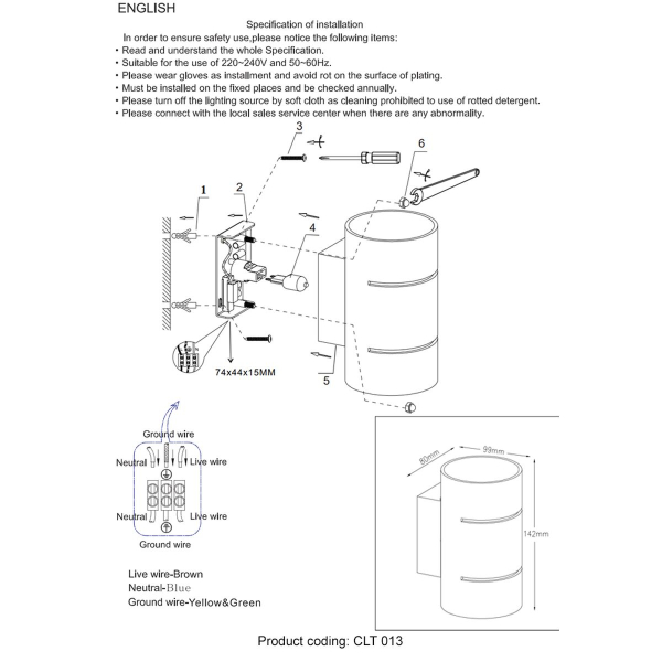 Настенный светильник Crystal Lux CLT 013 WH