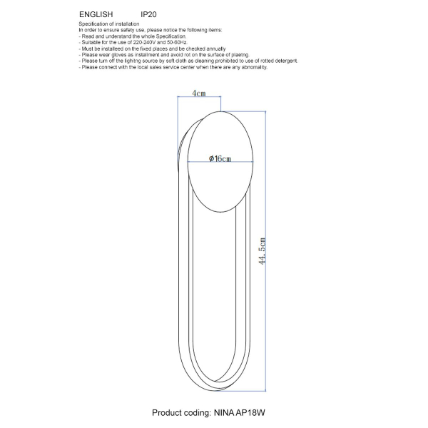 Настенный светодиодный светильник Crystal Lux Nina AP18W Led Brass