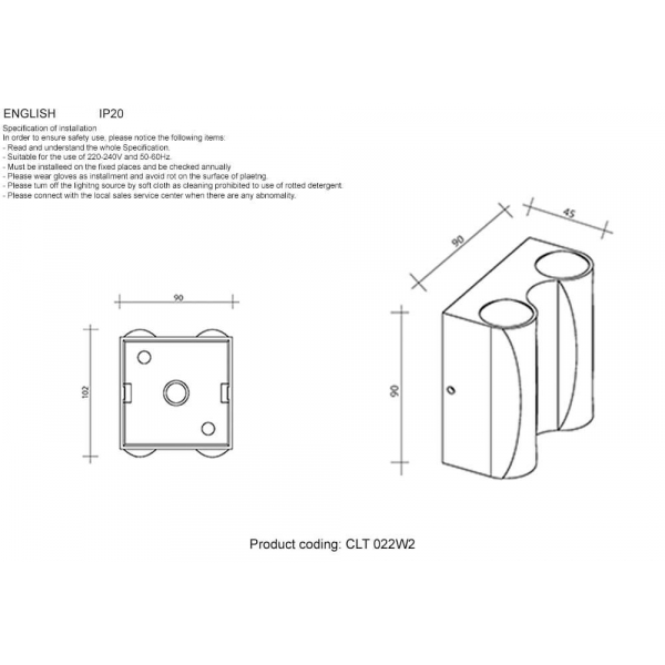Настенный светодиодный светильник Crystal Lux CLT 022W2 WH-GO 4000K Настенный светодиодный светильник Crystal Lux CLT 022W2 WH-GO 4000K