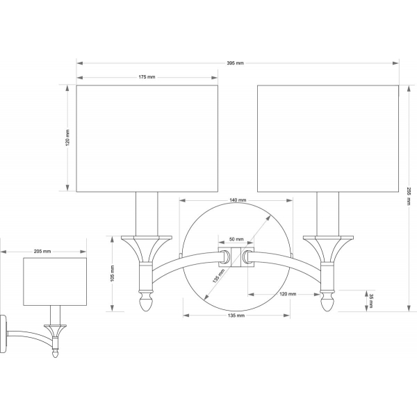 Настенный светильник KUTEK DECOR ABAŻUR DEC-K-2(P/A)