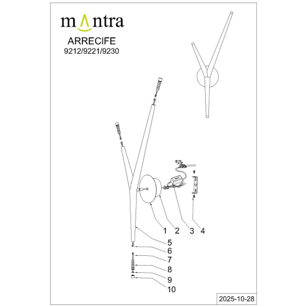 Настенный светильник Mantra Arrecife 9212