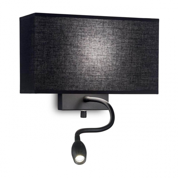 Настенный светильник Ideal Lux Hotel AP2 All Black 215709 Настенный светильник Ideal Lux Hotel AP2 All Black 215709