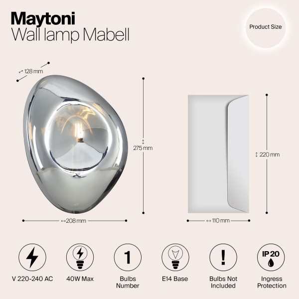 Настенный светильник Maytoni Mabell MOD306WL-01CH Настенный светильник Maytoni Mabell MOD306WL-01CH