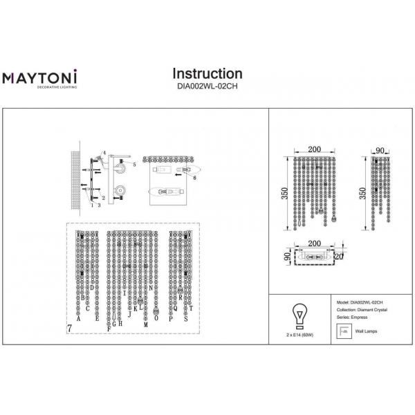 Настенный светильник Maytoni Empress DIA002WL-02CH Настенный светильник Maytoni Empress DIA002WL-02CH