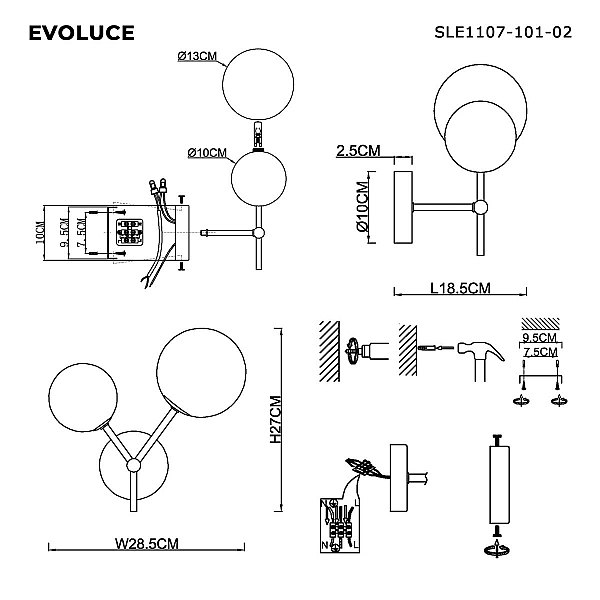 Настенный светильник Evoluce MALTE SLE1107-101-02