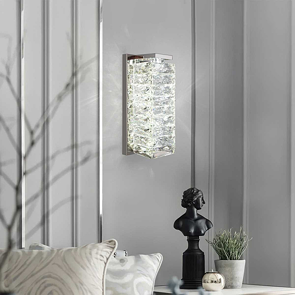 Настенный светодиодный светильник Eurosvet Blitz 40259 Led хром/ прозрачный хрусталь Strotskis