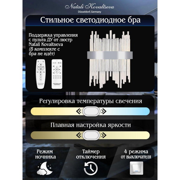Настенный светодиодный светильник Natali Kovaltseva Led Lamps 81119/1W Настенный светодиодный светильник Natali Kovaltseva Led Lamps 81119/1W
