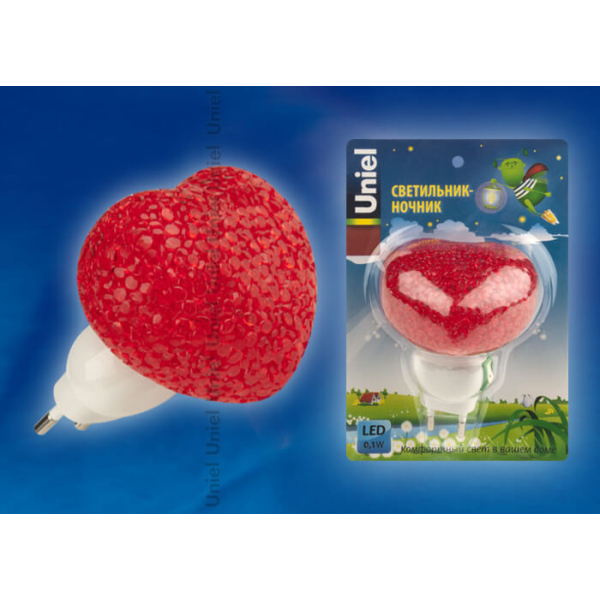 Настенный светодиодный светильник Uniel DTL-309-Сердечко/Red/1LED/0,1W 10325