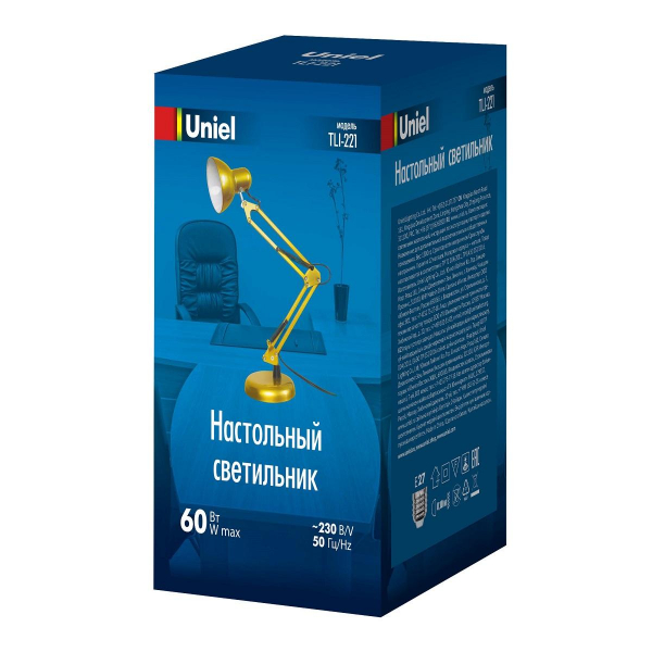 Настольная лампа Uniel TLI-221 Gold E27 UL-00011103 Настольная лампа Uniel TLI-221 Gold E27 UL-00011103