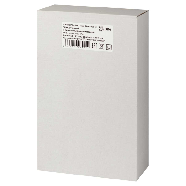Садово-парковый светильник ЭРА «Ника» НБУ 06-60-003 60Вт черный прозрачный Б0061159