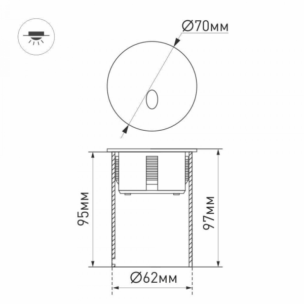 Встраиваемый светодиодный светильник Arlight LT-Gap-R70-3W Warm3000 025737 Встраиваемый светодиодный светильник Arlight LT-Gap-R70-3W Warm3000 025737