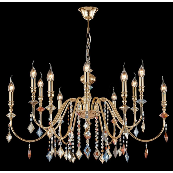 Подвесная люстра Crystal Lux MERCEDES SP6+6 GOLD/COLOR Подвесная люстра Crystal Lux MERCEDES SP6+6 GOLD/COLOR