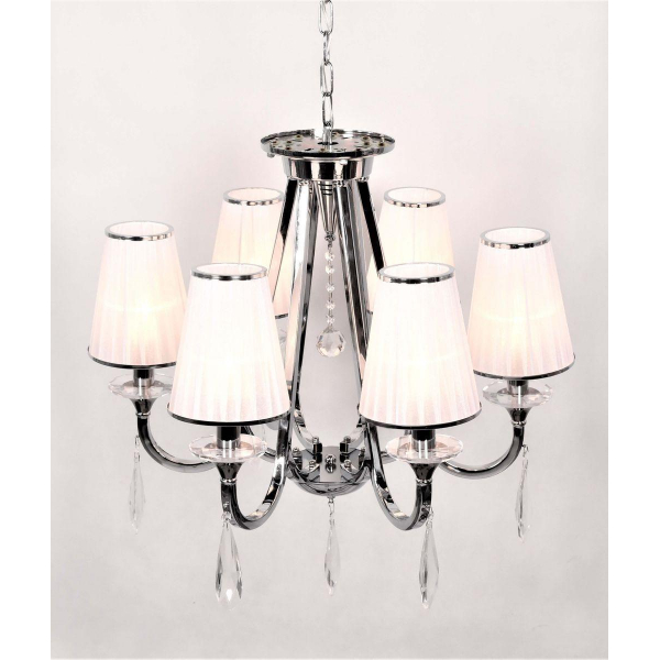 Подвесная люстра Lumina Deco Milesia LDP 8926-6 WT+CHR Подвесная люстра Lumina Deco Milesia LDP 8926-6 WT+CHR