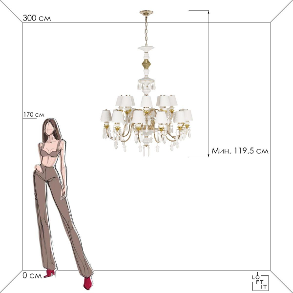 Подвесная люстра Loft IT Grace 10203/12+8 White Подвесная люстра Loft IT Grace 10203/12+8 White
