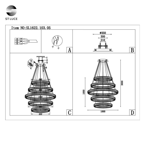 Подвесная светодиодная люстра ST Luce Tivoli SL1622.103.05 Подвесная светодиодная люстра ST Luce Tivoli SL1622.103.05