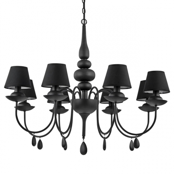 Подвесная люстра Ideal Lux Blanche SP8 Nero 111896 Подвесная люстра Ideal Lux Blanche SP8 Nero 111896
