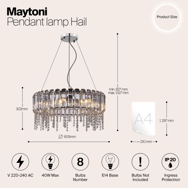 Подвесная люстра Maytoni Hail MOD097PL-08CH