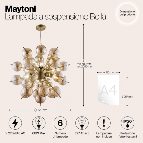 Подвесная люстра Maytoni Bolla MOD133PL-06BS Подвесная люстра Maytoni Bolla MOD133PL-06BS