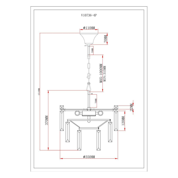 Подвесная люстра Moderli Crystal V10736-4P Подвесная люстра Moderli Crystal V10736-4P