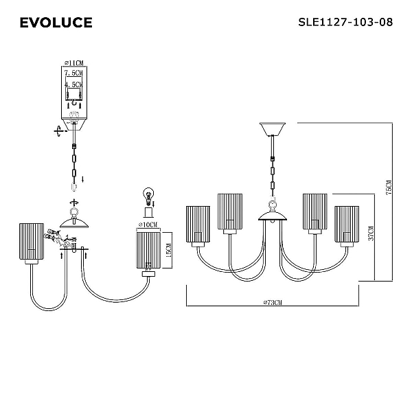 Подвесная люстра Evoluce Tilda SLE1127-103-08