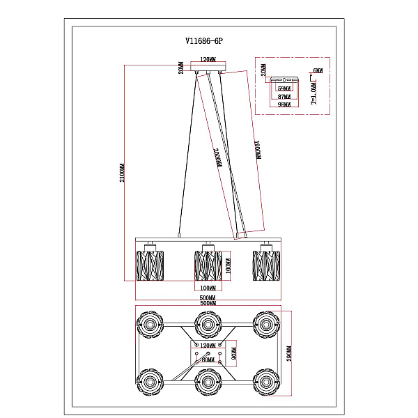 Подвесная люстра Moderli Prismique V11686-6P