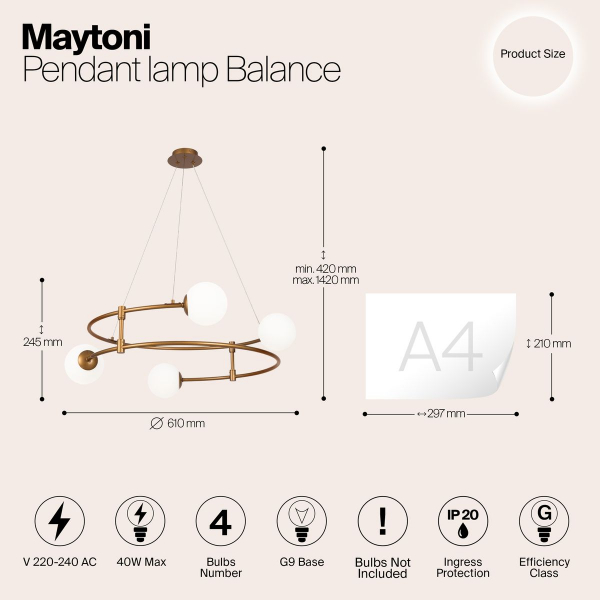 Подвесная люстра Maytoni Balance MOD317PL-04G Подвесная люстра Maytoni Balance MOD317PL-04G