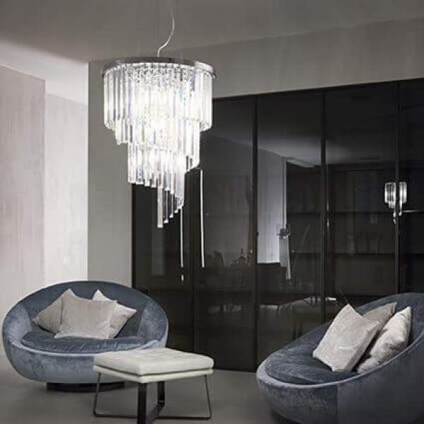 Подвесная люстра Ideal Lux Carlton SP12 Cromo 166247 Подвесная люстра Ideal Lux Carlton SP12 Cromo 166247