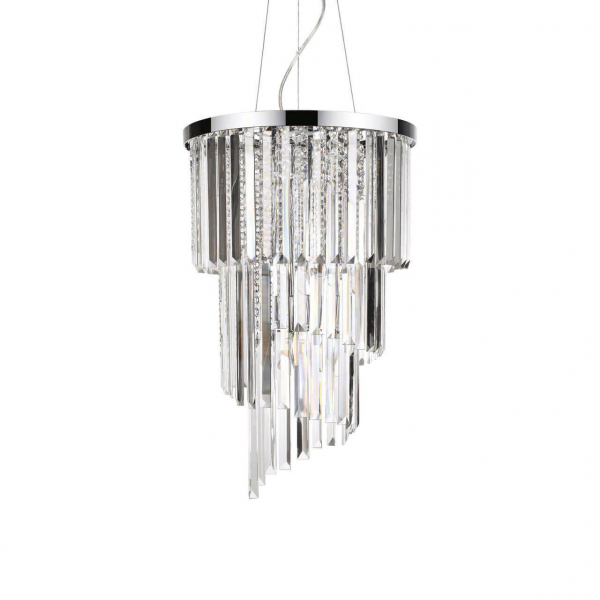 Подвесная люстра Ideal Lux Carlton SP8 Cromo 117737 Подвесная люстра Ideal Lux Carlton SP8 Cromo 117737