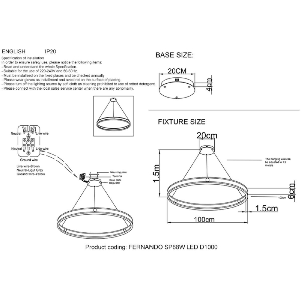 Подвесная люстра Crystal Lux FERNANDO SP88W LED D1000 COFFEE/BLACK Подвесная люстра Crystal Lux FERNANDO SP88W LED D1000 COFFEE/BLACK