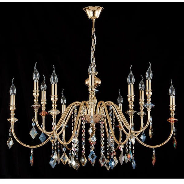 Подвесная люстра Crystal Lux MERCEDES SP6+6 GOLD/COLOR Подвесная люстра Crystal Lux MERCEDES SP6+6 GOLD/COLOR