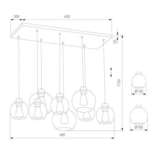 Подвесная люстра TK Lighting 2834 Cubus Подвесная люстра TK Lighting 2834 Cubus