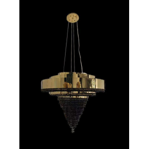 Люстра подвесная Alfa Light F2024-42 E14*8 Позолото + черное стекло