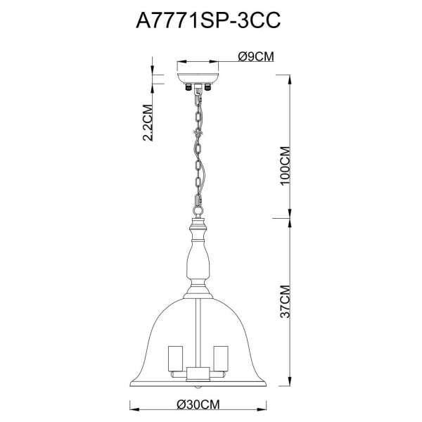 Подвесная люстра Arte Lamp Bell A7771SP-3CC