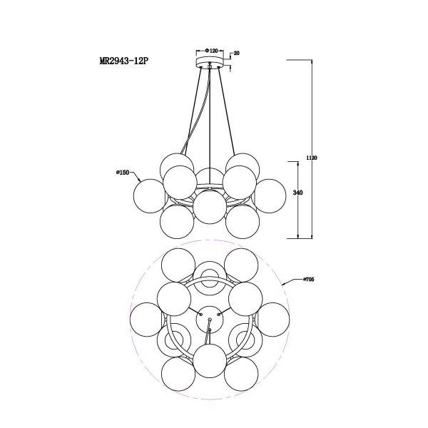 Подвесная люстра MyFar Aerton MR2943-12P Подвесная люстра MyFar Aerton MR2943-12P