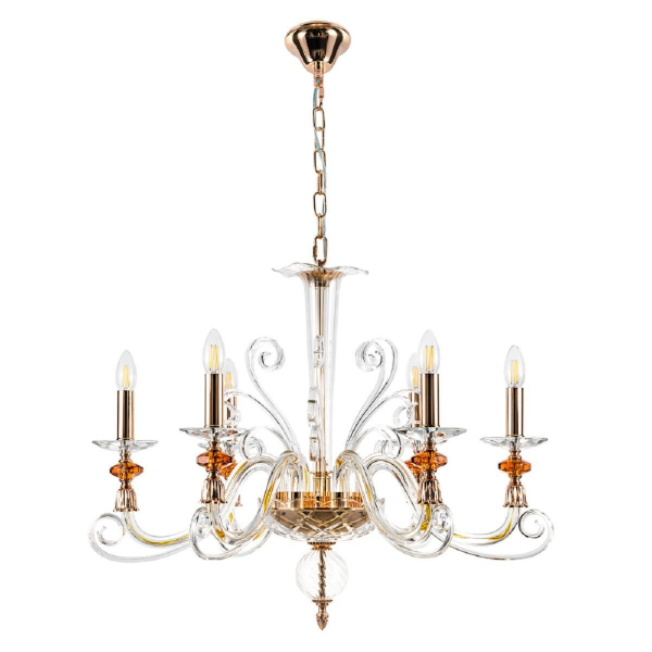 Подвесная люстра Crystal Lux Catarina SP6 V2 Gold/Transparent-Cognac Подвесная люстра Crystal Lux Catarina SP6 V2 Gold/Transparent-Cognac