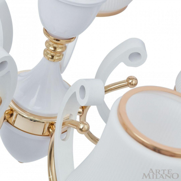 Подвесная люстра Arte Milano Florentia-3987 303987/5 Wh/Gd Подвесная люстра Arte Milano Florentia-3987 303987/5 Wh/Gd