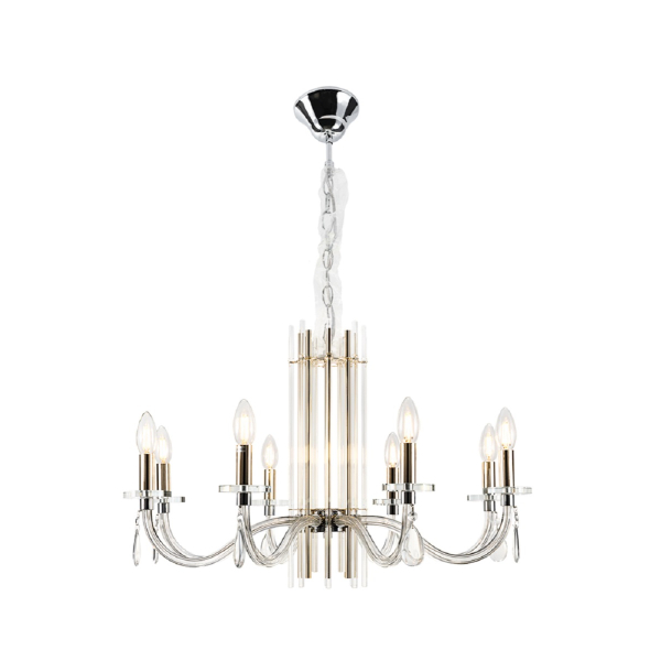 Подвесная люстра Crystal Lux AURELIO SP8 GOLD+CHROME/TRANSPARENT