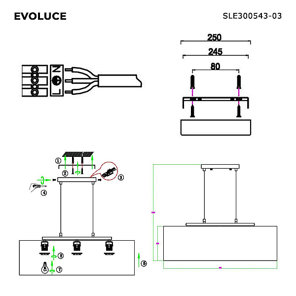 Подвесная люстра Evoluce Brescia SLE300543-03