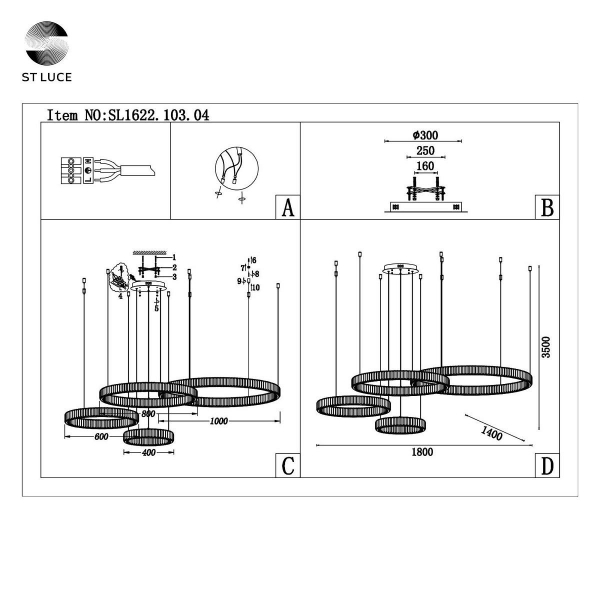 Подвесная светодиодная люстра ST Luce Tivoli SL1622.103.04 Подвесная светодиодная люстра ST Luce Tivoli SL1622.103.04