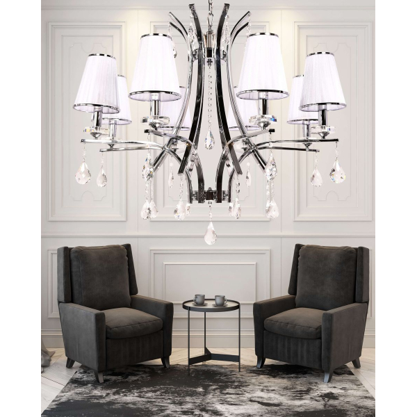 Подвесная люстра Lumina Deco Glamour LDP 66247-8 WT+CHR