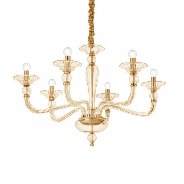 Подвесная люстра Ideal Lux Danieli SP6 Ambra 159942 Подвесная люстра Ideal Lux Danieli SP6 Ambra 159942