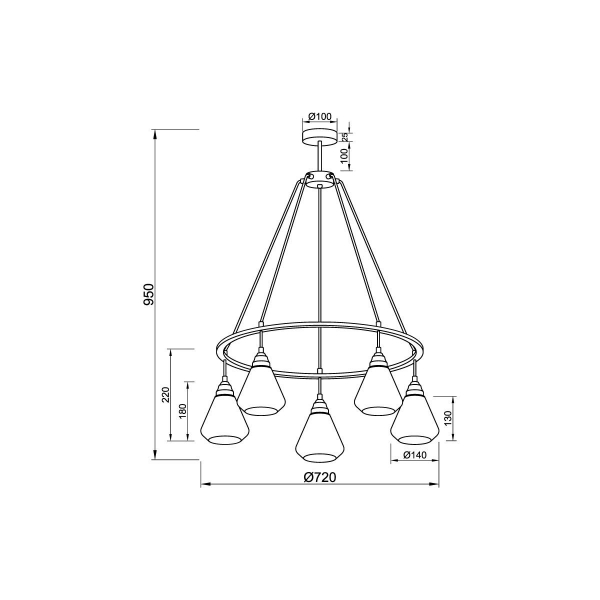 Подвесная люстра Vele Luce Norina VL5842P05 Подвесная люстра Vele Luce Norina VL5842P05
