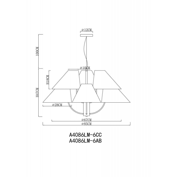 Подвесная люстра Arte Lamp Rondo A4086LM-6AB Подвесная люстра Arte Lamp Rondo A4086LM-6AB