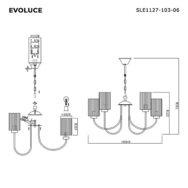 Подвесная люстра Evoluce Tilda SLE1127-103-06