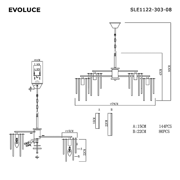 Подвесная люстра Evoluce Lynden SLE1122-303-08