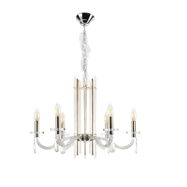 Подвесная люстра Crystal Lux AURELIO SP6 GOLD+CHROME/TRANSPARENT Подвесная люстра Crystal Lux AURELIO SP6 GOLD+CHROME/TRANSPARENT