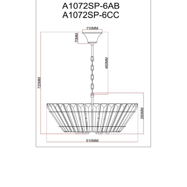 Подвесная люстра Arte Lamp Florizel A1072SP-6CC Подвесная люстра Arte Lamp Florizel A1072SP-6CC