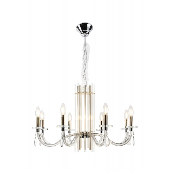 Подвесная люстра Crystal Lux AURELIO SP8 GOLD+CHROME/TRANSPARENT Подвесная люстра Crystal Lux AURELIO SP8 GOLD+CHROME/TRANSPARENT